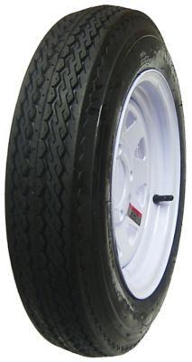 Hi-Run 4.8-12 6PR Tire and 12x4 5-4.5 Wheel Assembly, 5 Lug, 990 lb. Max. Loading Capacity, White