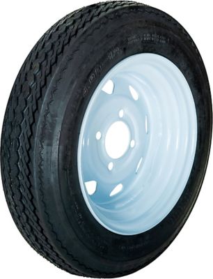 Hi-Run 4.8-12 6PR Tire and 12x4 4-4 Wheel Assembly, 4 Lug, 990 lb. Max. Loading Capacity, White