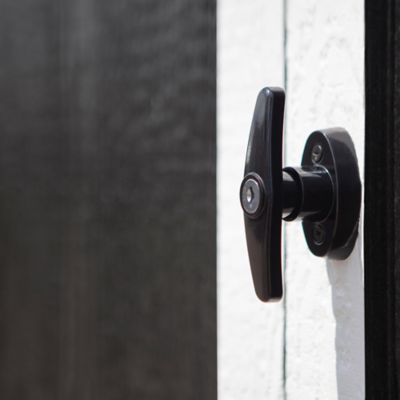 Image showing 6 th Shed Master 10 x 8ft. Homestead Wood Storage Shed with Metal Roof and Complete Floor