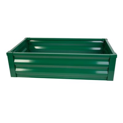 Panacea Small Space Metal Raised Garden Planter with Liner, 48 in. x 12 in. x 24 in., No Tools, Forest Green