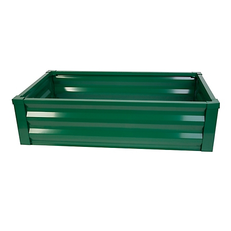 Panacea Small Space Metal Raised Garden Planter with Liner, No Tools, Forest Green