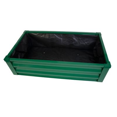 Image showing  Small Space Metal Raised Garden Planter with Liner, 48 in. x 12 in. x 24 in., No Tools, Forest Green