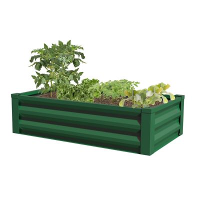 Image showing  Small Space Metal Raised Garden Planter with Liner, 48 in. x 12 in. x 24 in., No Tools, Forest Green
