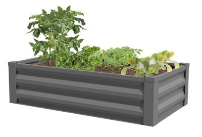 Image showing  Small Space Metal Raised Garden Planter with Liner, 48 x 12 x 24in., No Tools, Antique Iron