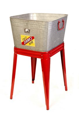 Panacea Rustic Washtub Beverage Stand with Bottle Opener, 18 in. x 18 in. x 32 in.