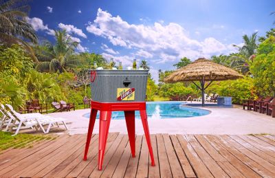 Image showing  Rustic Washtub Beverage Stand with Bottle Opener, 18 in. x 18 in. x 32 in.