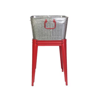 Image showing  Rustic Washtub Beverage Stand with Bottle Opener, 18 in. x 18 in. x 32 in.