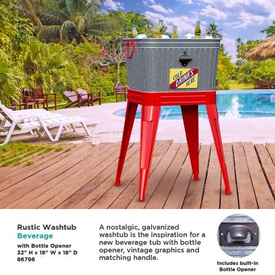 Image showing 5 th Panacea Rustic Washtub Beverage Stand with Bottle Opener, 18 in. x 18 in. x 32 in.