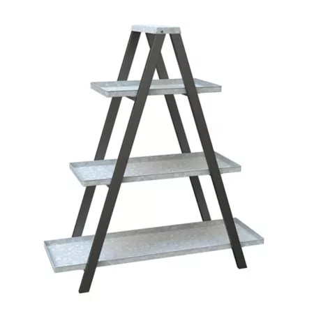 3 Tier Sheet Metal Plant Stand with Vintage Ladder Panacea Plant Stands & Accessories