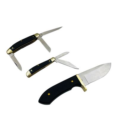 Image showing  3 pc. Hunter Knife Combo Set, Black