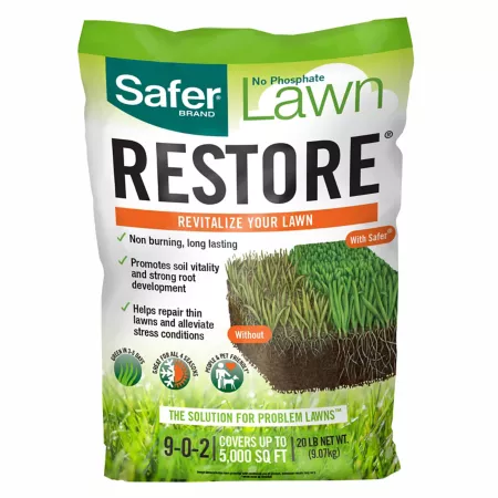 Safer Brand Lawn Restoration Fertilizer 20 lb 5 000 sq ft. Weed & Feed