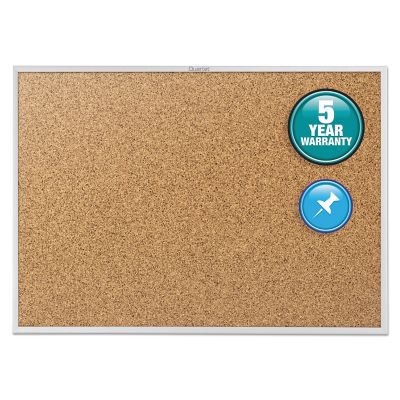 Quartet Classic Series Cork Bulletin Board, Silver Aluminum Frame, 60 in. x 36 in.