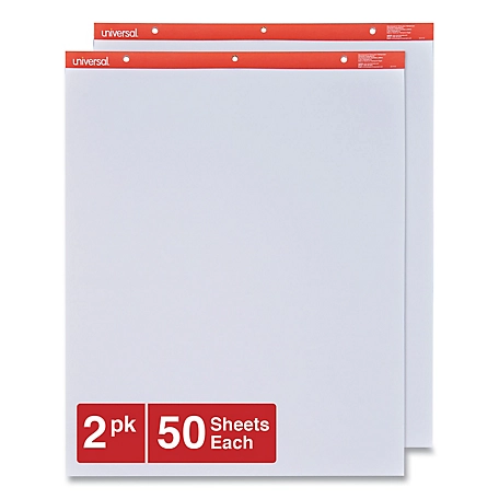 Universal Easel Pads/Flip Charts, 27 in. x 34 in., White, 50 Sheets, 2-Pack