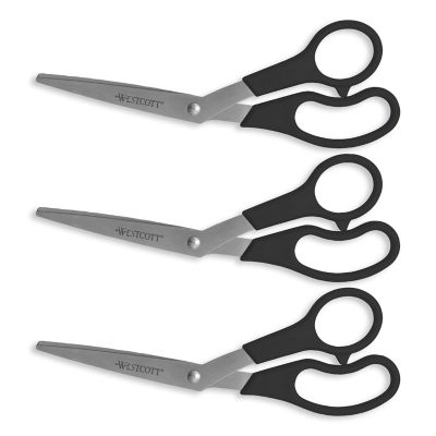 Westcott Value Line Stainless Steel Shears, Black, 3 pk.