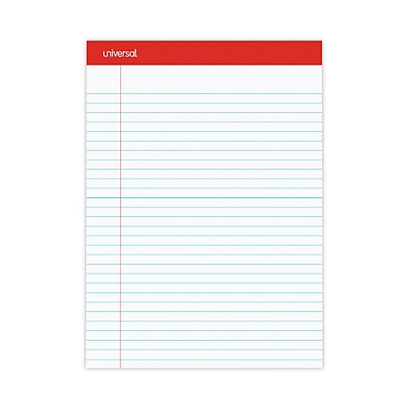 Universal Perforated Writing Pads, Wide/Legal Rule, 8.5 in. x 11.75 in., White, 50 Sheets, 12 pk.