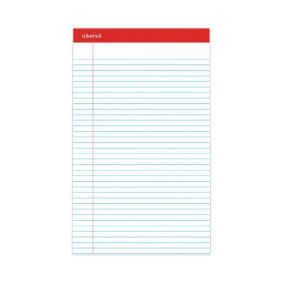Universal Perforated Ruled Writing Pads, Wide/Legal Rule, 8.5 x 14in., White, 50 Sheets, 12-Pack