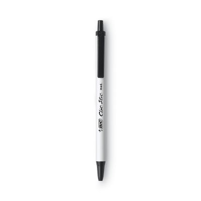 Image showing  Clic Stic Retractable Ballpoint Pens, Medium, 1 mm, Black Ink, White Barrel, 12-Pack
