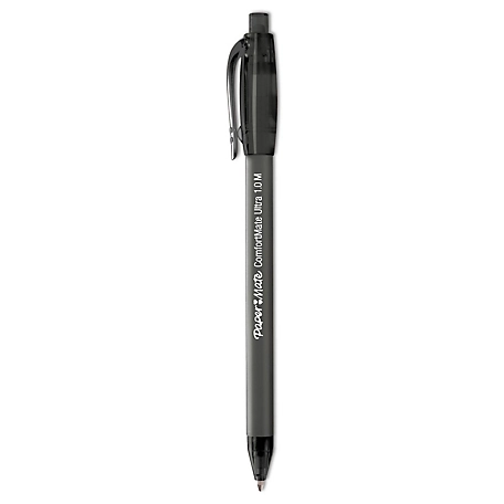 Paper Mate Comfortmate Ultra Retractable Ballpoint Pens, 1 mm, Black Ink/Barrel, 12-Pack