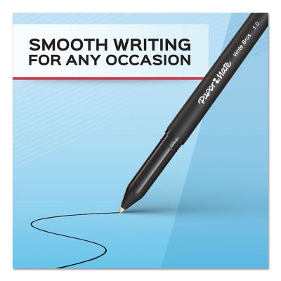 Image showing  Write Bros. Stick Ballpoint Pens, Medium 1 mm Tip, Black Ink/Barrel, 12-Pack