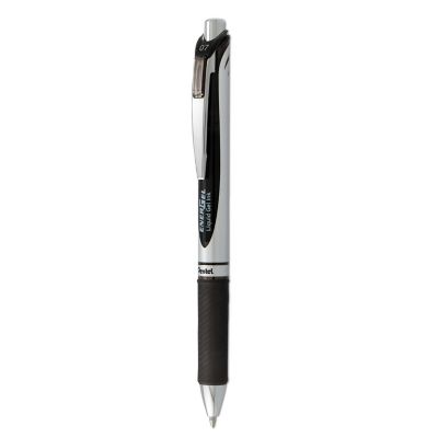 Pentel Energel RTX Retractable Gel Pens, Medium 0.7 mm Tip, Black Ink, Black/Gray Barrel