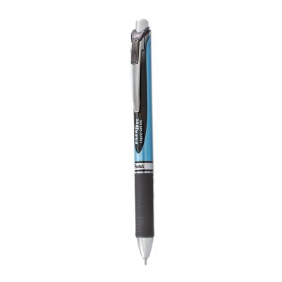 Pentel Energel RTX Retractable Gel Pens, Fine 0.5 mm Tip, Black Ink, Silver and Black Barrel