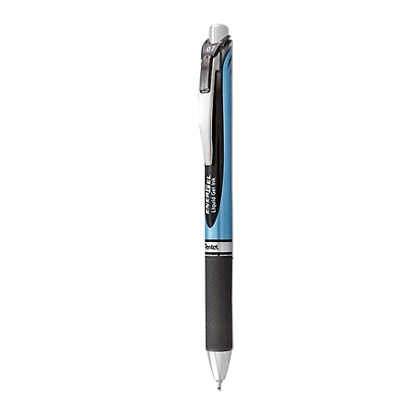 Pentel Energel RTX Retractable Gel Pens, Medium 0.7 mm Tip, Black Ink, Blue/Gray Barrel
