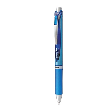 Pentel Energel RTX Retractable Gel Pens, Medium 0.7 mm Tip, Blue Ink, Blue/Gray Barrel