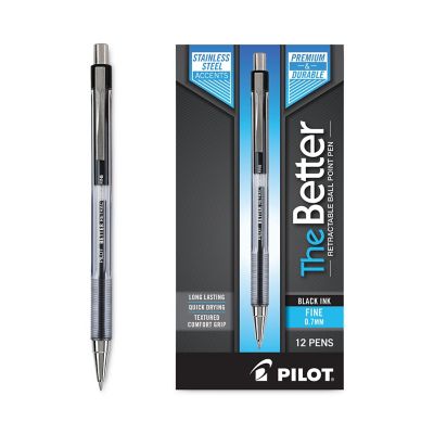 Image showing  Better Retractable Ballpoint Pens, Fine 0.7 mm Tip, Black Ink, Tinted Barrel, 12-Pack
