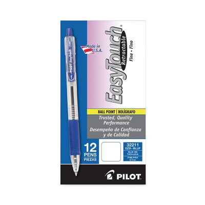 Image showing  Easytouch Retractable Ballpoint Pens, Blue, Fine 0.7 mm Tip, Clear Barrel, 12-Pack