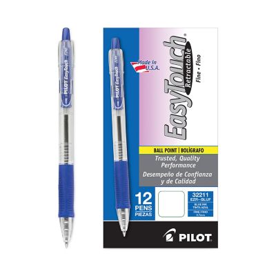 Image showing  Easytouch Retractable Ballpoint Pens, Blue, Fine 0.7 mm Tip, Clear Barrel, 12-Pack
