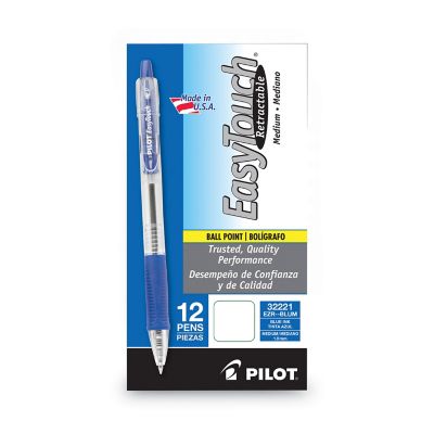 Image showing  Easytouch Retractable Ballpoint Pens, Blue, Medium 1 mm Tip, Clear Barrel, 12-Pack