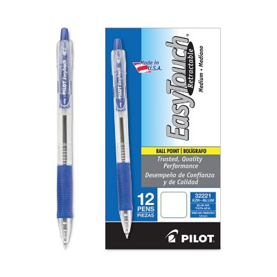 Image showing  Easytouch Retractable Ballpoint Pens, Blue, Medium 1 mm Tip, Clear Barrel, 12-Pack
