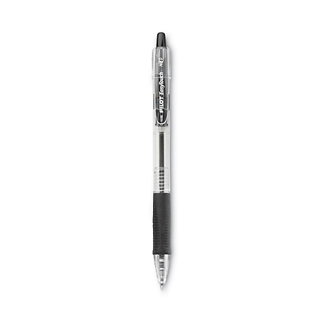 Pilot Easytouch Retractable Ballpoint Pens, Black, Medium 1 mm Tip, Clear Barrel, 12-Pack