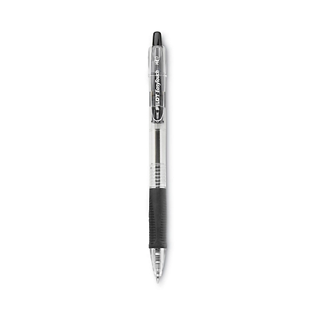 Pilot Easytouch Retractable Ballpoint Pens, Black, Medium 1 mm Tip, Clear Barrel, 12-Pack