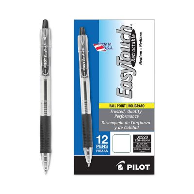 Image showing  Easytouch Retractable Ballpoint Pens, Black, Medium 1 mm Tip, Clear Barrel, 12-Pack