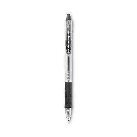 Pilot Easytouch Retractable Ballpoint Pens, Black, Fine 0.7 mm Tip, Clear Barrel, 12-Pack