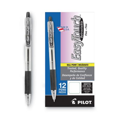 Image showing 3 th Pilot Easytouch Retractable Ballpoint Pens, Black, Fine 0.7 mm Tip, Clear Barrel, 12-Pack