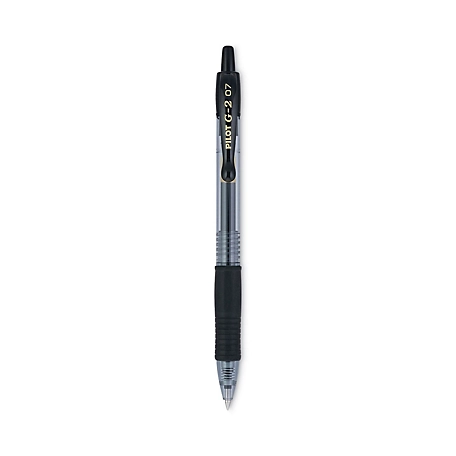 Pilot G2 Premium Retractable Gel Pens, 0.7 mm, Black Ink, Smoke Barrel, 12-Pack