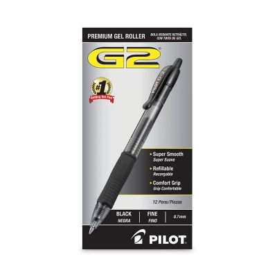 Image showing  G2 Premium Retractable Gel Pens, 0.7 mm, Black Ink, Smoke Barrel, 12-Pack