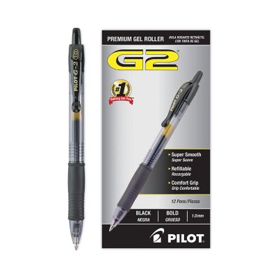 Image showing  G2 Premium Retractable Gel Pens, Bold 1 mm, Black Ink, Smoke Barrel, 12-Pack