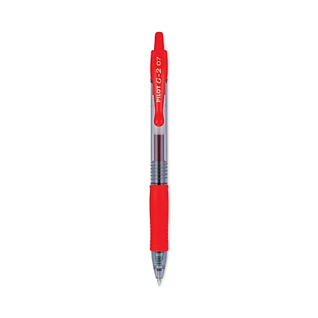 Pilot G2 Premium Retractable Gel Pens, 0.7 mm, Red Ink, Smoke Barrel, 12-Pack
