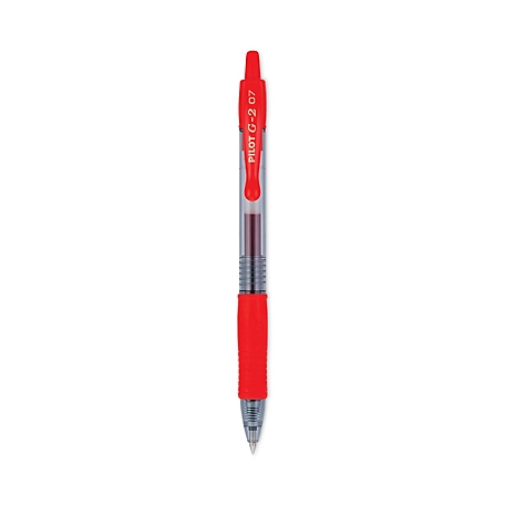 Pilot G2 Premium Retractable Gel Pens, 0.7 mm, Red Ink, Smoke Barrel, 12-Pack