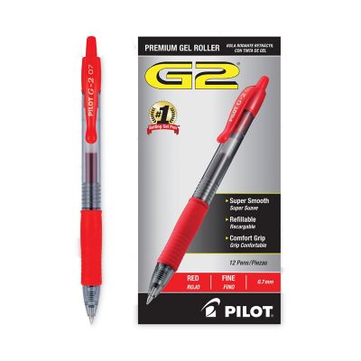 Image showing  G2 Premium Retractable Gel Pens, 0.7 mm, Red Ink, Smoke Barrel, 12-Pack