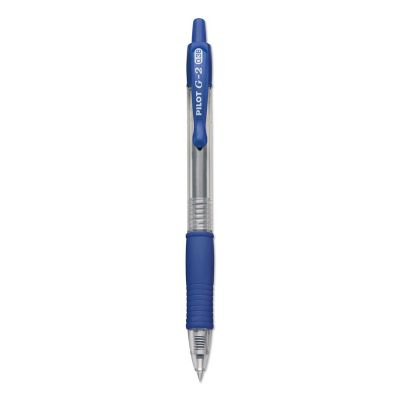 Pilot G2 Premium Retractable Gel Pens, 0.38 mm, Blue Ink, Clear/Blue Barrel, 12-Pack