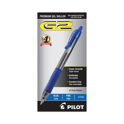 Image showing  G2 Premium Retractable Gel Pens, 0.7 mm, Blue Ink, Smoke Barrel, 12-Pack