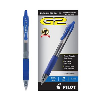 Image showing  G2 Premium Retractable Gel Pens, 0.7 mm, Blue Ink, Smoke Barrel, 12-Pack