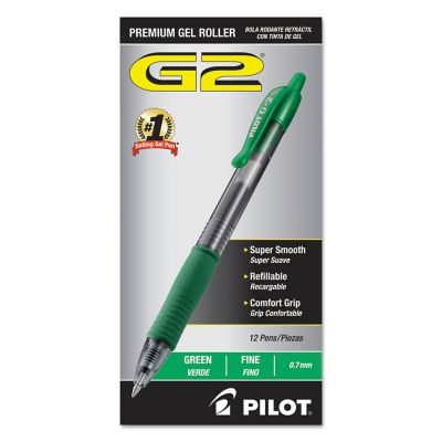 Image showing  G2 Premium Retractable Gel Pens, 0.7 mm, Green Ink, Smoke Barrel, 12-Pack