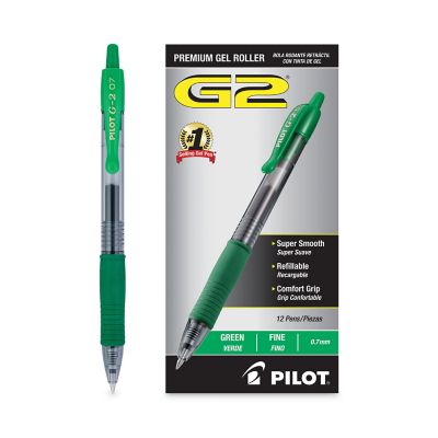 Image showing  G2 Premium Retractable Gel Pens, 0.7 mm, Green Ink, Smoke Barrel, 12-Pack