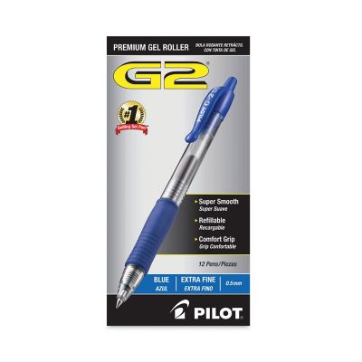 Image showing 1 th Pilot G2 Premium Retractable Gel Pens, 0.5 mm, Blue Ink, Smoke Barrel, 12-Pack