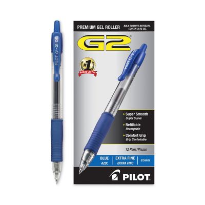 Image showing 2 th Pilot G2 Premium Retractable Gel Pens, 0.5 mm, Blue Ink, Smoke Barrel, 12-Pack